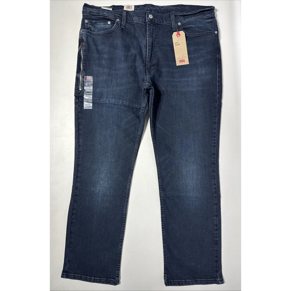 NWT $69.50 Levi's 511 Slim Stretch Jeans Side Zip Pocket Dark Blue Men’s 40x30